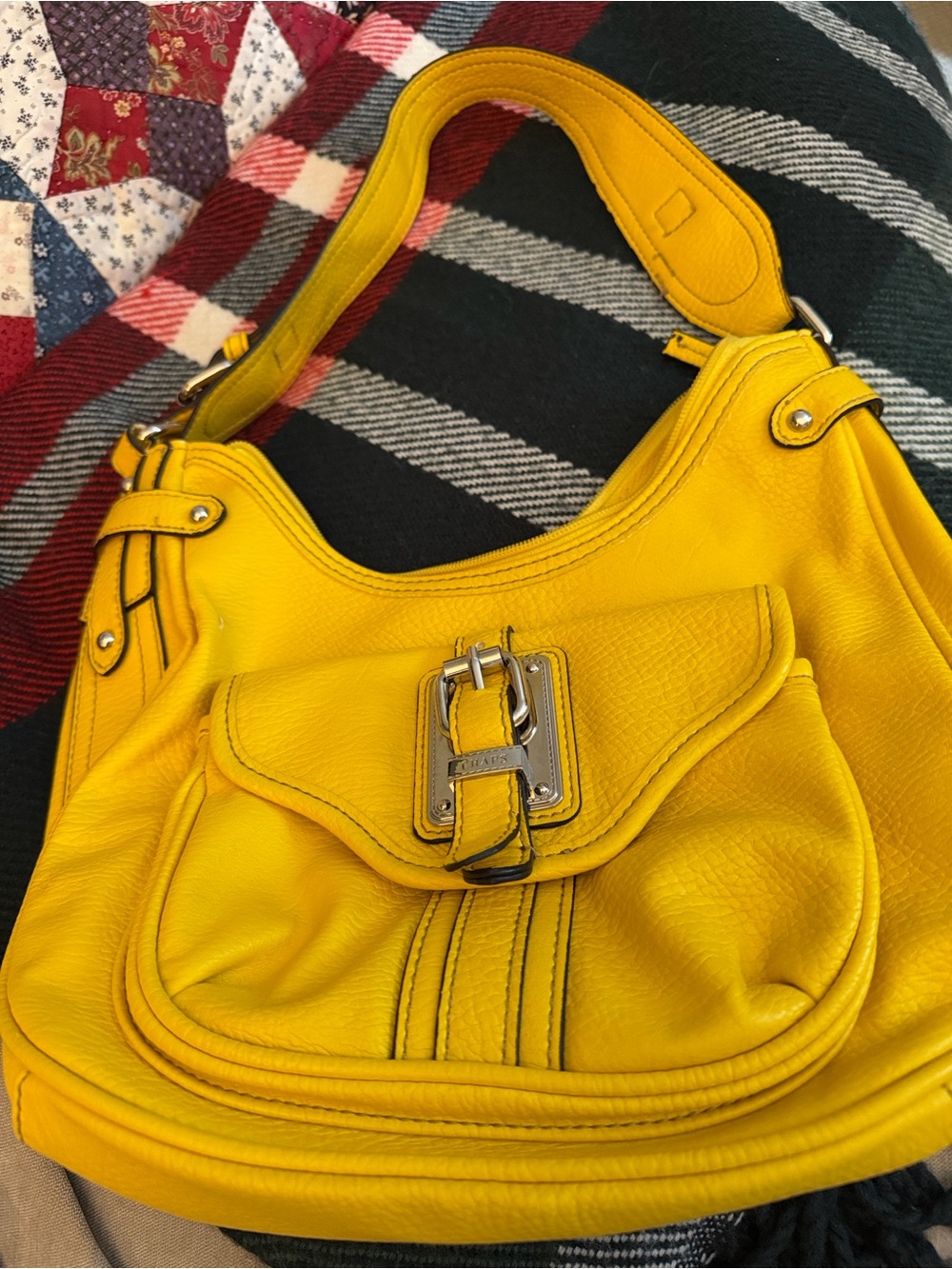 Yellow Vegan Leather Chaps Hobo Shoulder Bag